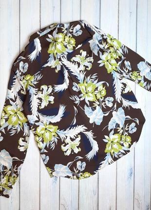 🤩1+1=3 стильна шоколадна блуза блузка в квітковий принт zara, розмір 44 - 468 фото