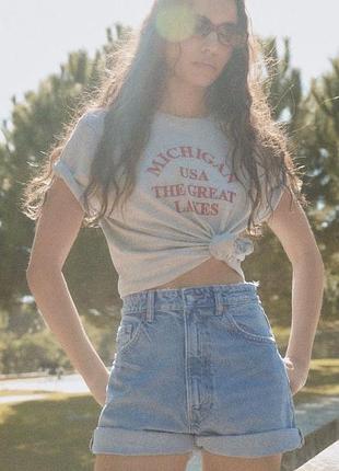 Жіночі джинсові шорти мом зара zara 8197/053