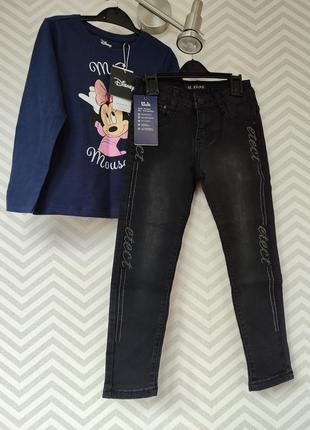Реглан кофточка з мінні minnie mouse набвр чорні джинси скінні для дівчинки 4-5 років