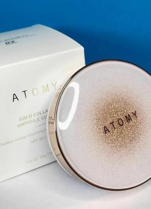 Кушон с золотом и коллагеном spf 45+/pa+++ atomy gold collagen ampoule cushion