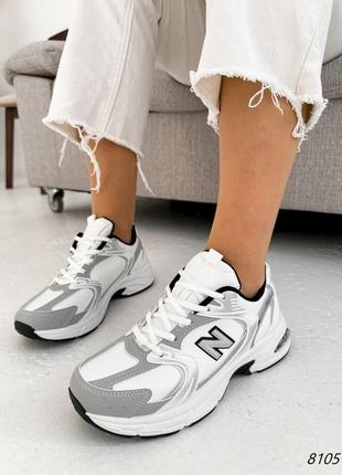 Распродажа белые очень крутые кроссовки с серыми и серебряными вставками 37р.2 фото