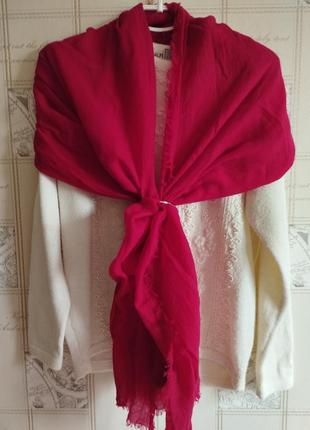 Codello яркий большой шарф, шаль, платок, палантин парео, вискоза, красный бордо марсала7 фото