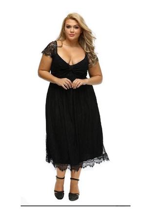 Чорна нарядна мереживна кружевна сукня плаття
