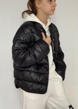 Дитяча чорна куртка zara для дівчинки/міжсезонна/детская черная демисезонная куртка зара на девочку8 фото