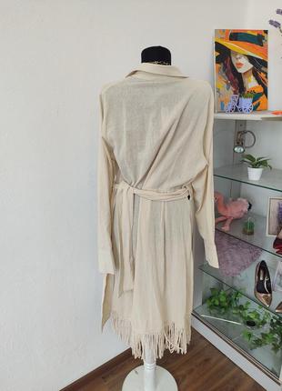 Стильна коктейльна сукня на запах з токами ,батальна льон з комірцем6 фото