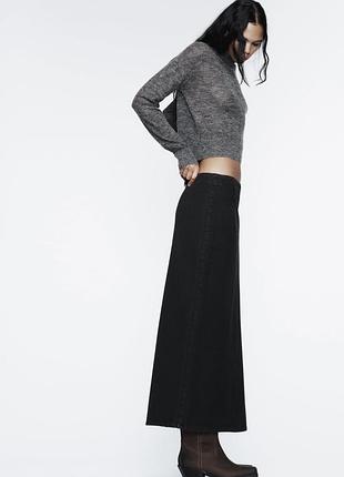 Нова темно сіра водолазка вовняна водолазка альпака zara м вкорочена водолазка з вовни светр альпака светр з вовни вовняний светр2 фото