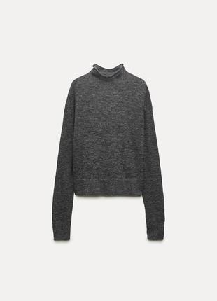 Нова темно сіра водолазка вовняна водолазка альпака zara м вкорочена водолазка з вовни светр альпака светр з вовни вовняний светр3 фото