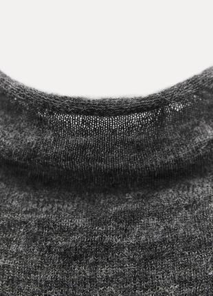 Нова темно сіра водолазка вовняна водолазка альпака zara м вкорочена водолазка з вовни светр альпака светр з вовни вовняний светр5 фото