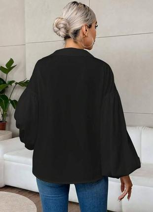 Чорна жіноча сорочка блуза з широкими рукавами пишними софт4 фото