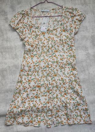 Платье платье на пуговицах в цветочный принт вискоза натуральная ткань5 фото