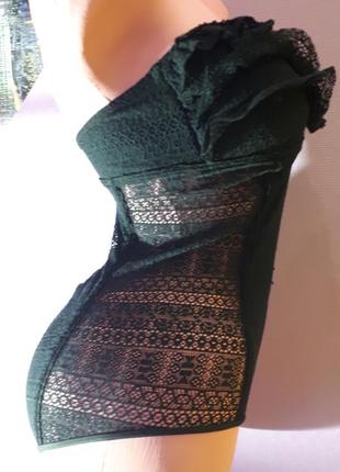 Juicy couture оригінал суцільний злитий чорний купальник з рюшиками мереживо сітка5 фото