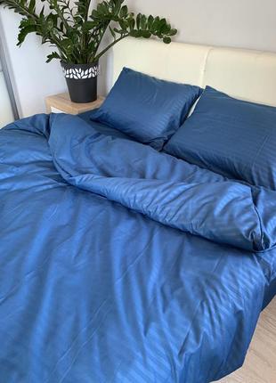 Комплект постельного белья из страйп бязи, синий4 фото