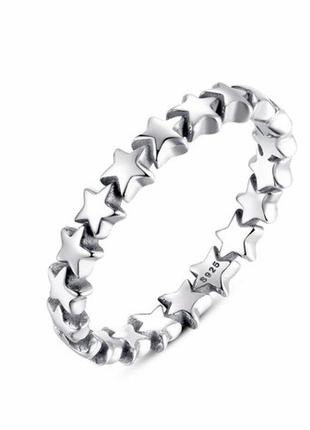 Серебряное кольцо pandora серебро 925 проби s925 кольцо колечко звездочки звезды