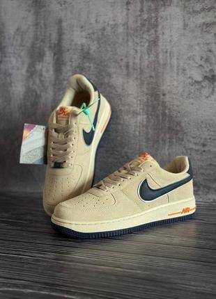 Кроси в стилі nike air force beige blue2 фото