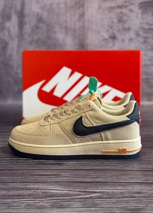 Кроси в стилі nike air force beige blue4 фото