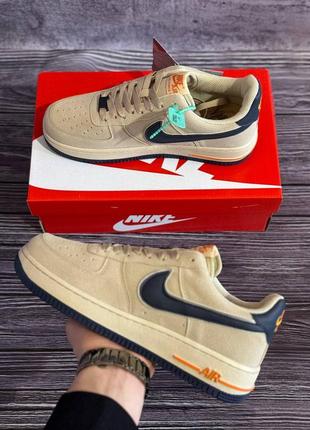 Кроси в стилі nike air force beige blue1 фото