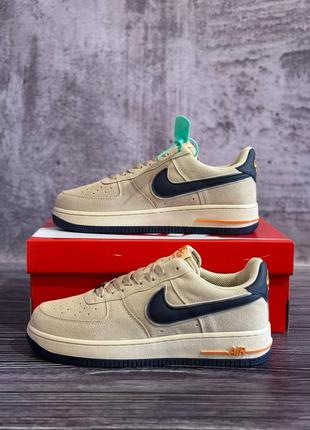 Кроси в стилі nike air force beige blue3 фото