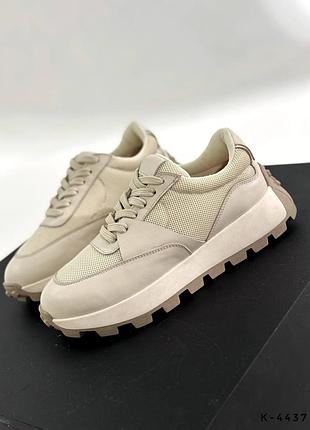 Кросівки жіночі з натуральної шкіри бежеві