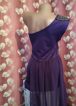 🔥розпродаж🔥 фіолетова коротка сукня на одне плече з шифоновим верхнім шаром від jasmine8 фото