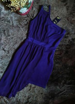 🔥розпродаж🔥 фіолетова коротка сукня на одне плече з шифоновим верхнім шаром від jasmine5 фото