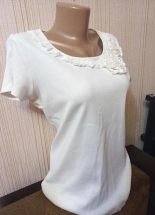 Rocha john rocha качественная футболка женская с декором белая молочная