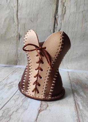 Кожаный стакан для карандашей, органайзер, подарок девушке, подарок девочке,...