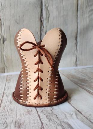 Кожаный стакан для карандашей, органайзер, подарок девушке, подарок девочке,...