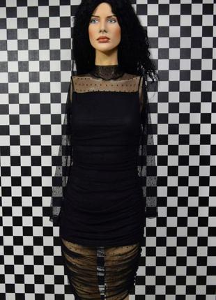 Сукня сітка чорна в горошок плаття на мініатюрну дівчинку3 фото