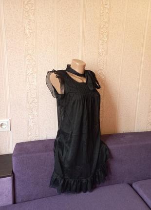 Шифоновое мини легкое невесомое черное платье сукня с чокером5 фото