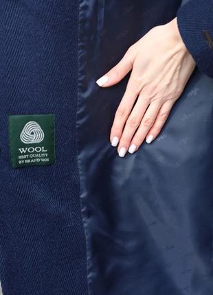 Стильное классическое женское пальто миди синее женское пальто из драпа драповое пальто из шерсти демисезонное шерстяное пальто драп6 фото