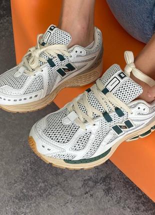 Шикарные женские кроссовки new balance 1906r white green белые8 фото