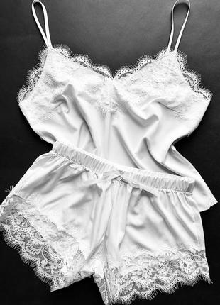Піжама з мереживом. піжама з софту. майка та шорти з мереживом