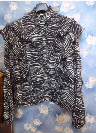 Новая блуза вискозная h&m натуральная блуза рубашка оборки рюши энимал принт зебра вискоза6 фото
