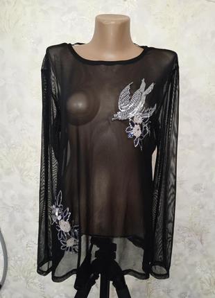 Блузка сетка с паетками1 фото
