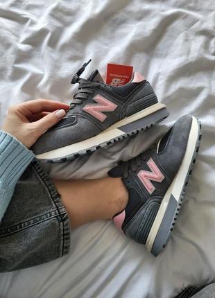 Жіночі кросівки new balance 574 grey pink