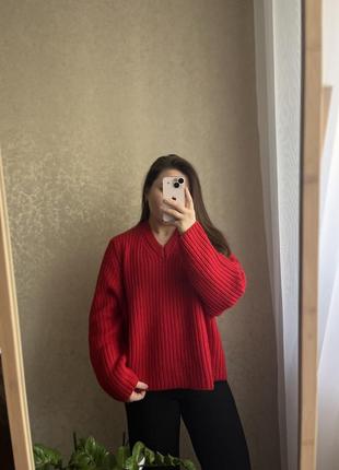 Трендовый красный свитер zara2 фото