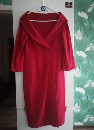 Ефектна червона сукня з натуральної тканини, індивідуальний пошив.