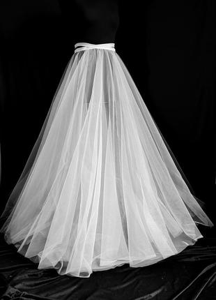 Юбка прозрачная фатиновая накидка шлейф для свадьбы невесты фотосессии