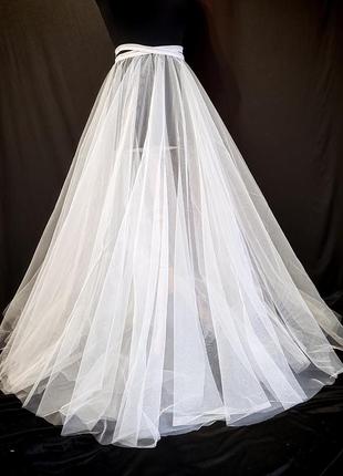 Юбка прозрачная фатиновая накидка шлейф для свадьбы невесты фотосессии2 фото