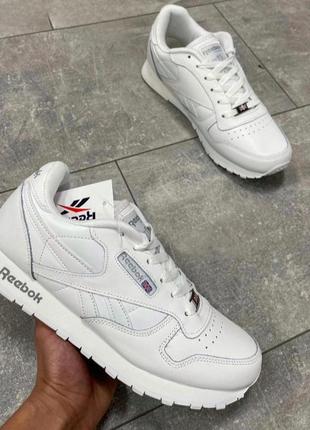 Кроссовки мужские рибок (reebok classic) белый кожа