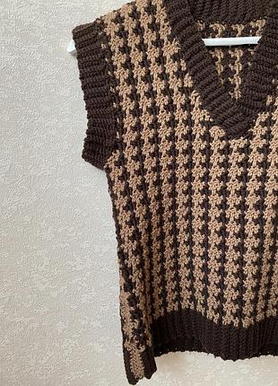 Жилет гусяча лапка ручна робота handmade вʼязка жилетка гусиная лапка