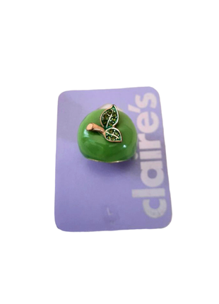 Зелене кільце - яблуко, з ємалью і стразами claire's1 фото