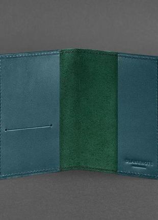 Обложка для паспорта и военного билета кожаная зеленая краст 1.23 фото