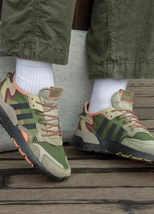 Adidas nite jogger boost  core black orange dark green