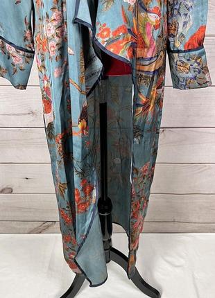 Кимано, кимоно zara бирюзовый цвет, японский принт, платье на запах5 фото