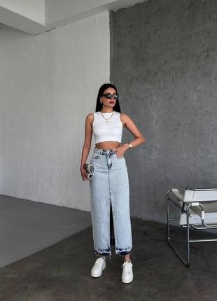 💳повна передоплата 🛍 довга жіноча джинсова спідниця2 фото
