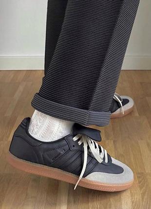 Чоловічі кросівки адідас самба демісезонні adidas messy samba pharrell williams grey black, мужские кроссовки адидас самба