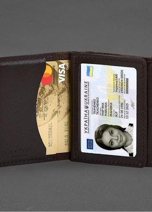 Кожаная обложка для водительского удостоверения, id и пластиковых карт коричневая 2.15 фото