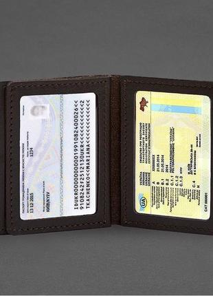 Кожаная обложка для водительского удостоверения, id и пластиковых карт коричневая 2.18 фото