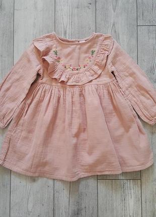 Платье из хлопка с вышивкой для девочки waikiki